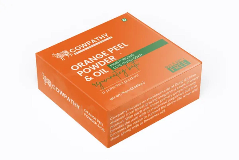 Cowpathy Cow Dung Orange Peel Moisturizing Bath Soap, 75gm