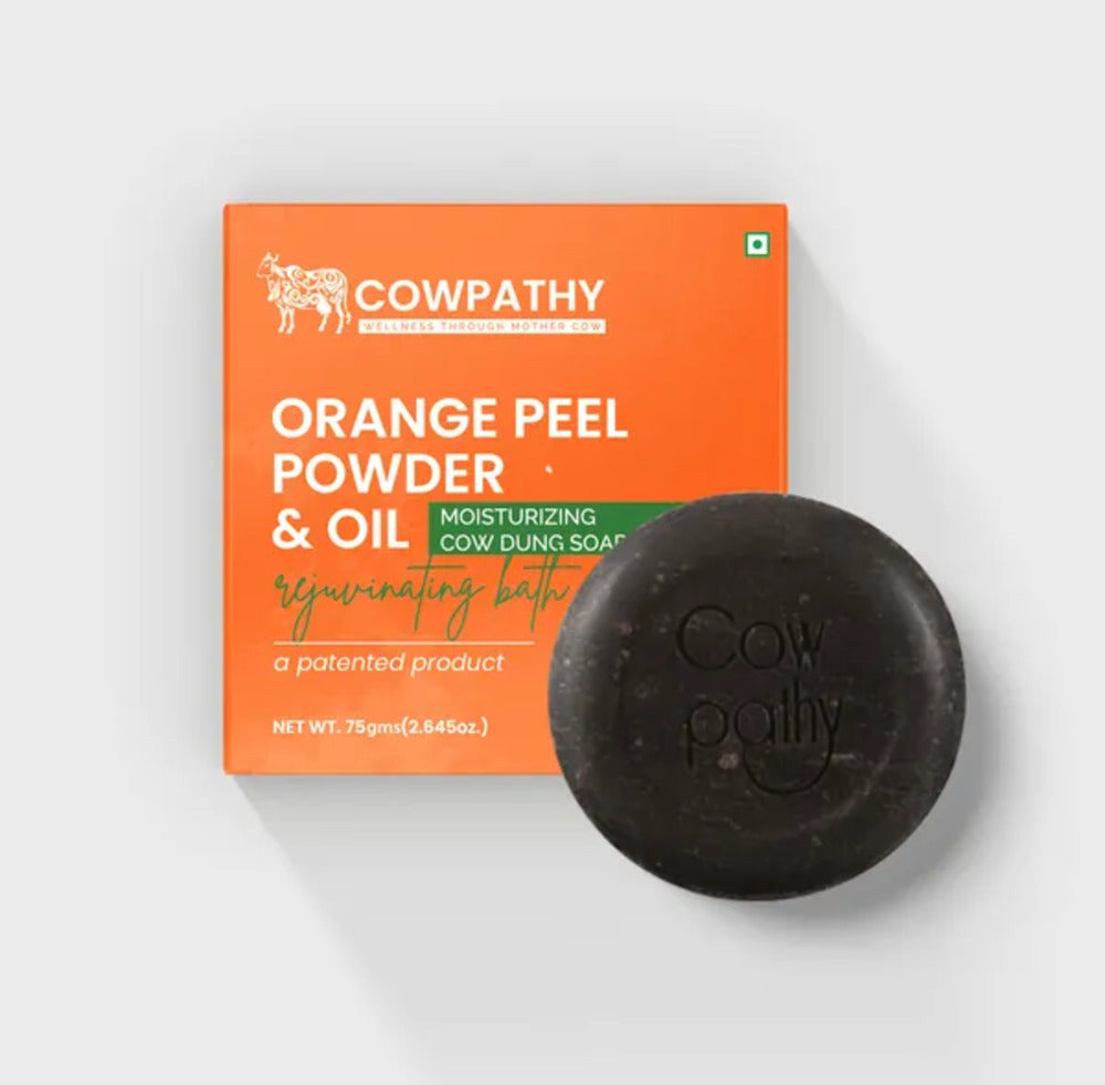 Cowpathy Cow Dung Orange Peel Moisturizing Bath Soap, 75gm
