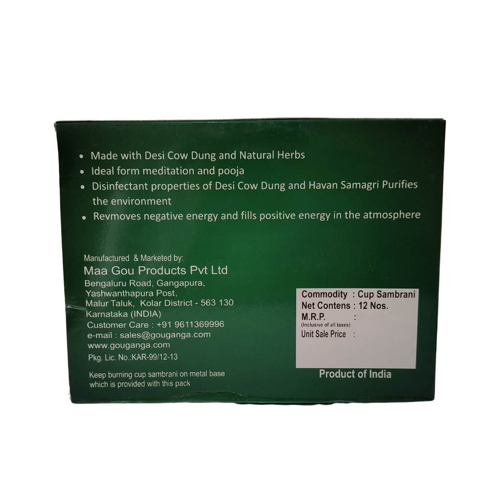 Gou Ganga Aromatic Sambrani Cup, 12 Cups Pack