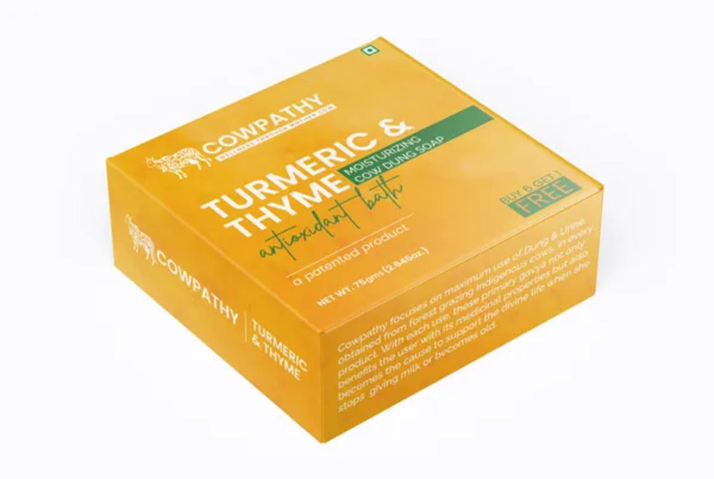 Cowpathy Cow Dung Turmeric & Thyme Moisturizing Bath Soap, 75gm