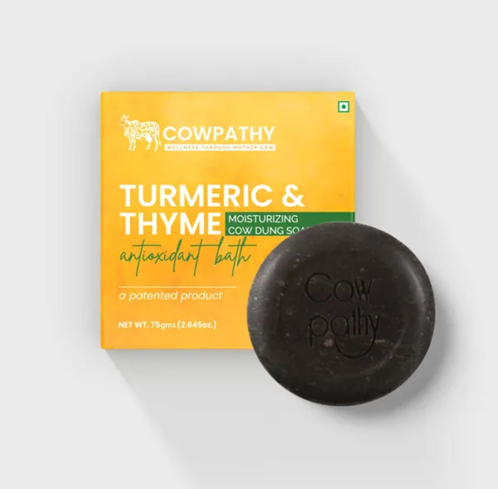 Cowpathy Cow Dung Turmeric & Thyme Moisturizing Bath Soap, 75gm